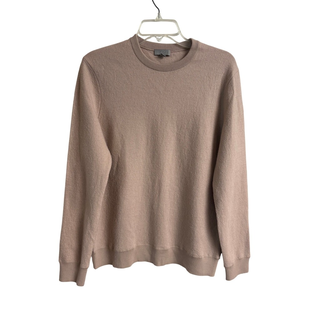 COS Women Beige Wool Cotton Blend Crewneck Sweater Size Medium Taupe Minimalist‎